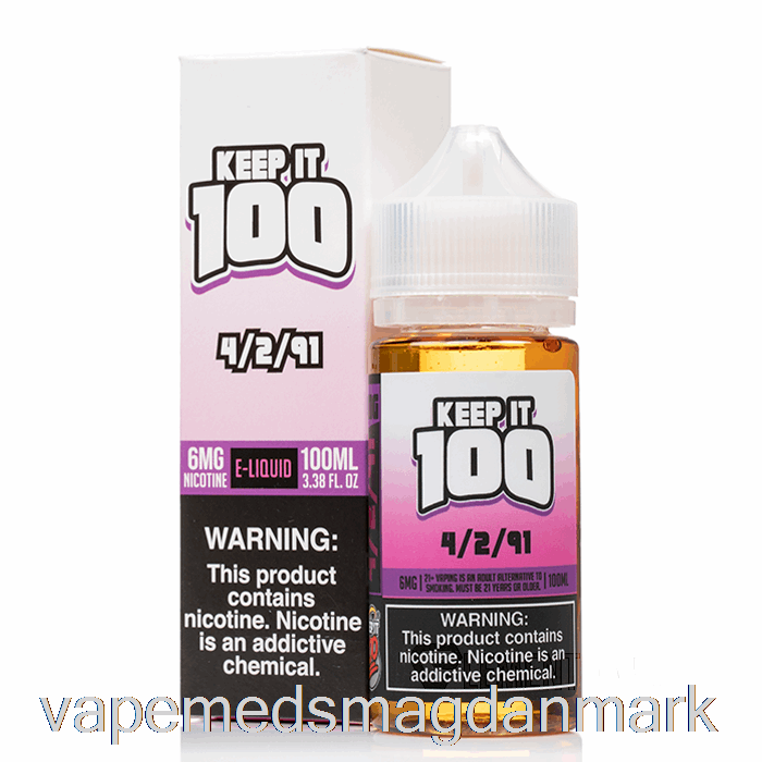 Engangs Vape Danmark 4/2/91 - Keep It 100 E-liquid - 100ml 6mg